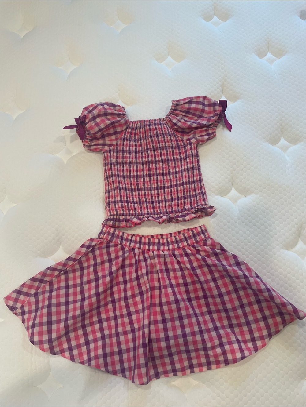 Girls Pink & Purple Plaid Two-Piece Set
